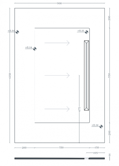Керамический душевой поддон Artceram Aquanit PDR036 90x135 см схема 2