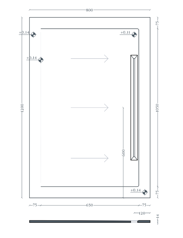 Керамический душевой поддон Artceram Aquanit PDR035 80x120 см ФОТО