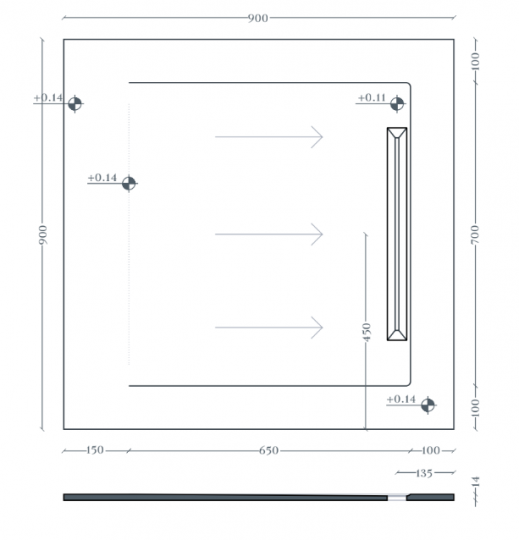 Керамический душевой поддон Artceram Aquanit PDR034 90x90 см схема 2