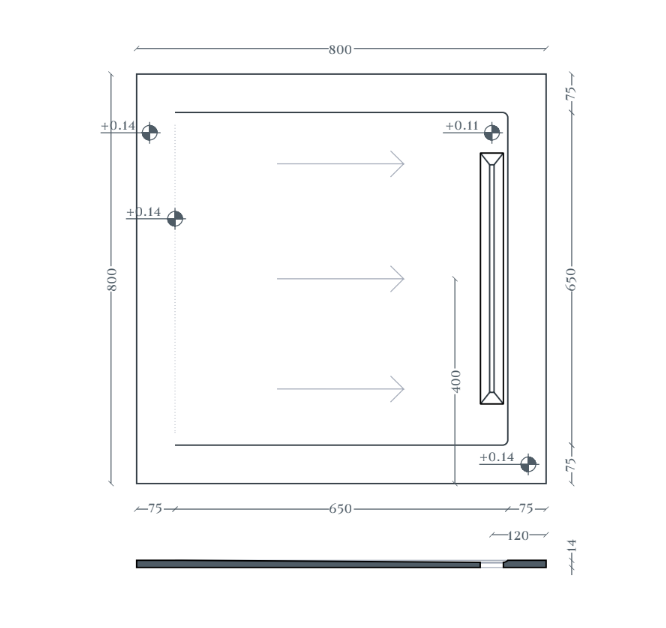Керамический душевой поддон Artceram Aquanit PDR033 80x80 см ФОТО