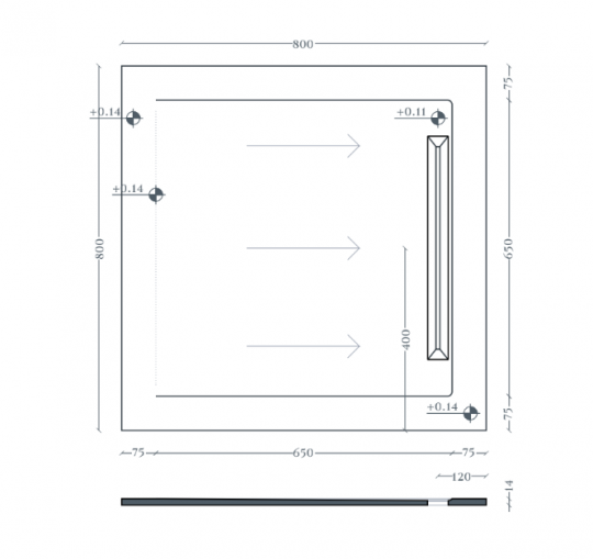 Керамический душевой поддон Artceram Aquanit PDR033 80x80 см схема 2