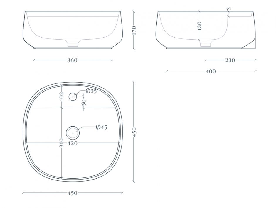 Прямоугольная раковина Artceram Brooklyn BNL001 100x50 см ФОТО