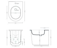 Биде напольное Artceram Chic 380x530 мм CHB002 схема 2 Биде напольное Artceram Chic 380x530 мм CHB002 схема 2