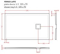 Керамический душевой Поддон Artceram Lapis PDR02 120х70 PDR025 схема 2 Керамический душевой Поддон Artceram Lapis PDR02 120х70 PDR025 схема 2