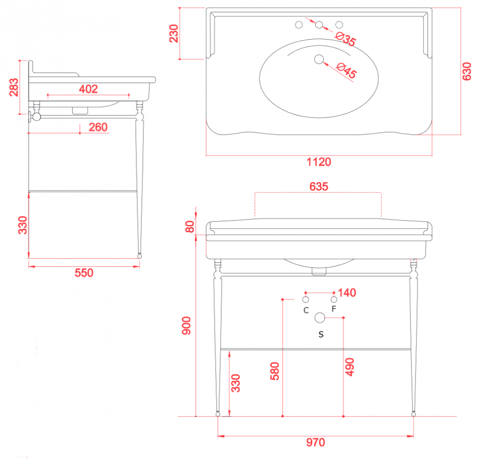 консоль Artceram Hermitage для раковины 1120 мм стеклянная полка HEA017 ФОТО