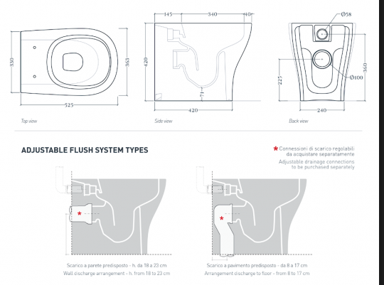Artceram Ten Биде напольное 360х520 мм TEV008 TEV008 схема 2
