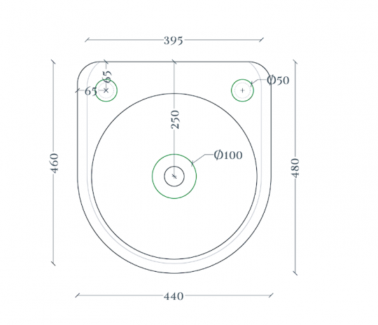 Закругленная подвесная раковина Artceram Wonder WNL004 48x44 см схема 3