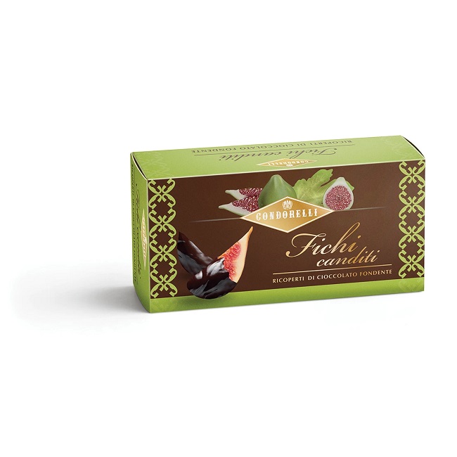 Цукаты из инжира в темном шоколаде, Condorelli, 80 г, Scorzette di fichi candite ricoperte di cioccolato fondente 80 g