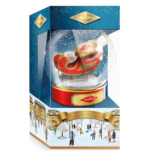 Торрончини ассорти в подарочной упаковке Зимний шар, Condorelli, 200 г, Torroncini confezione con oggetto regalo “Winter ball” 200 g