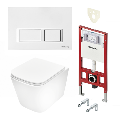 Комплект TECEspring Base, панель смыва с прямоугольными кнопками, унитаз модель S K402101/03/04WCS