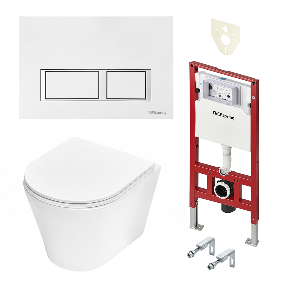 Комплект TECESpring Base, панель смыва с прямоугольными кнопками унитаз модель K K402101/03/04WCK цена от 46 827 ₽ Фото Комплект TECESpring Base, панель смыва с прямоугольными кнопками унитаз модель K K402101/03/04WCK