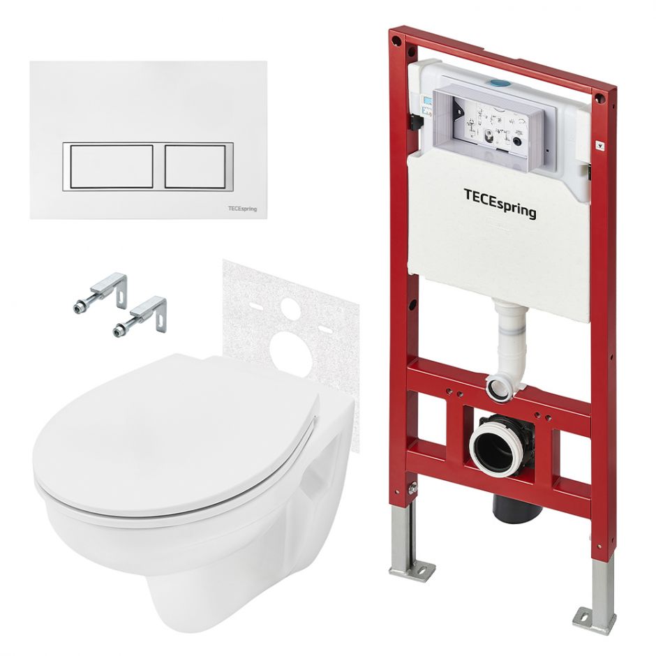 Изображение Комплект TECEspring Base, панель смыва с прямоугольными кнопками унитаз Basic K402101/03/04WCB