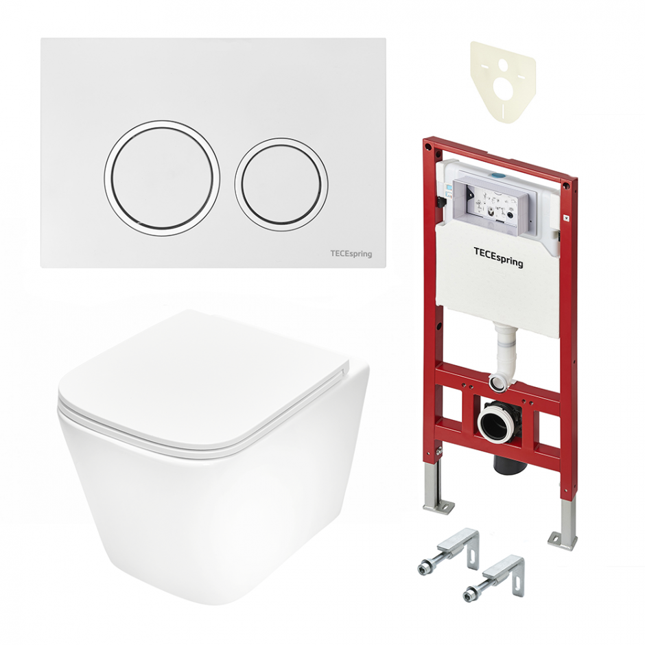 Комплект TECEspring Base, панель смыва с круглыми кнопками унитаз модель S K401101/03/04WCS