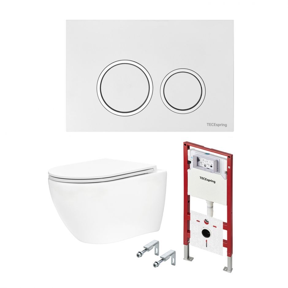 Комплект TECEspring Base, панель смыва с круглыми кнопками унитаз модель R K401101/03/04WCR