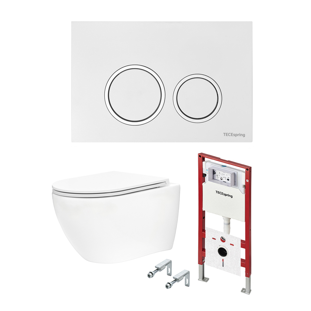 Комплект TECEspring Base, панель смыва с круглыми кнопками унитаз модель R K401101/03/04WCR цена от 47 322 ₽ Фото Комплект TECEspring Base, панель смыва с круглыми кнопками унитаз модель R K401101/03/04WCR