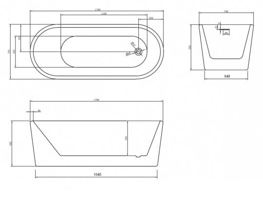 Акриловая ванна ABBER AB9272-1.7 170х70 схема 2