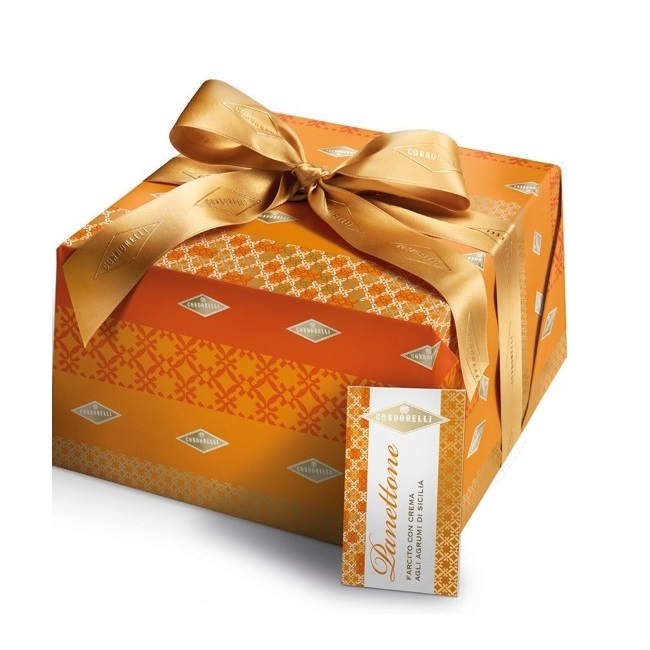 Панеттоне с апельсиновым кремом, Condorelli, 1000 г, Panettone farcito con crema pasticcera all'arancia 1000 g