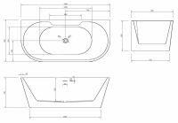 Акриловая ванна ABBER AB9296-1.5 пристенная 150х80 схема 2