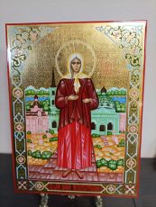 Ксения Петербургская 30х40 см (рукописная икона с сусальными золотом и чеканкой)