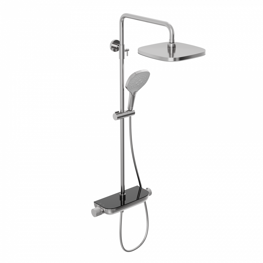 Душевая система ABELSBERG Lineara SNS52890CH с термостатом и полкой для душа, глянцевый хром
