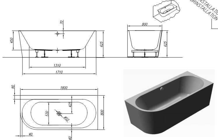 Угловая ванна Kolpa-San Dream SP L 180x80 левая ФОТО