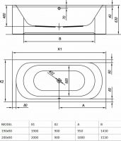 Гидромассажная ванна Kolpa-San Betty E2 200x90 встраиваемая схема 2