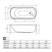 Отдельностоящая акриловая ванна Kolpa-San Betty FS 160x73 схема 2