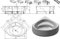 Гидромассажная акриловая ванна Kolpa-San DOLORES 150x150 схема 2