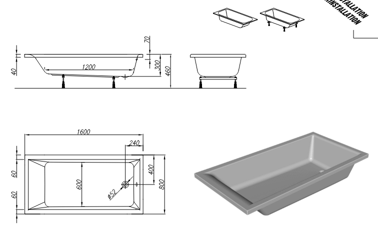 Прямоугольная акриловая ванна Kolpa-San FIGARO 160x80 ФОТО