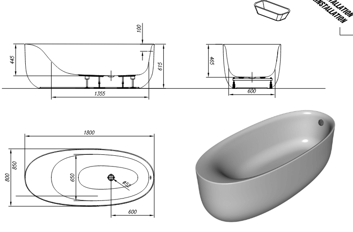Отдельностоящая акриловая ванна Kolpa-San Soft FS 180x80 ФОТО
