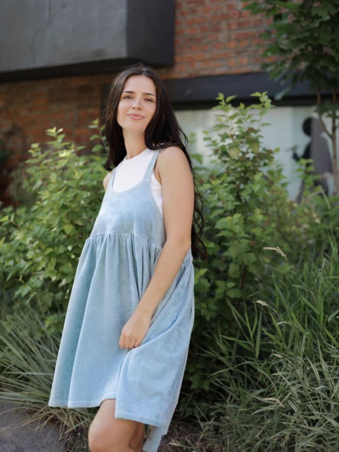 Сарафан Molle из вельвета голубой