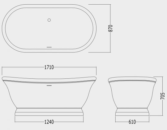 Ванна из искусственного камня Devon&Devon Aurora 171x87 схема 2