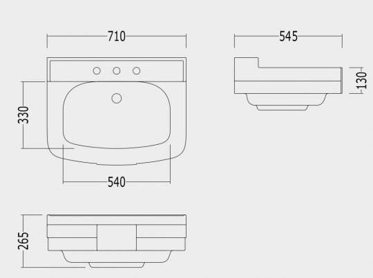 Раковина Devon&Devon Bogart 71х54,5 схема 2