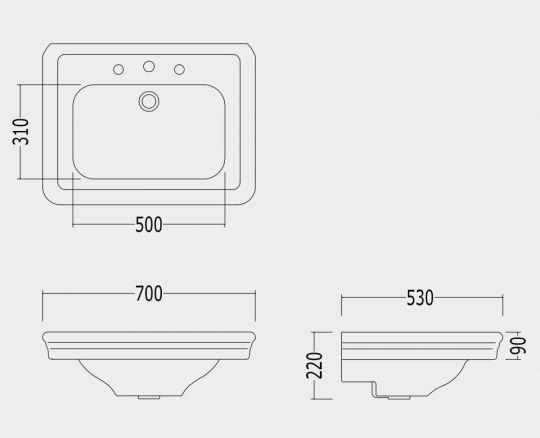Раковина Devon&Devon Etoile 70х53 схема 2 Раковина Devon&Devon Etoile 70х53 схема 2