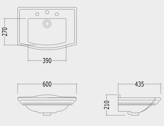 Раковина Devon&Devon Westminster 60х43,5 схема 2