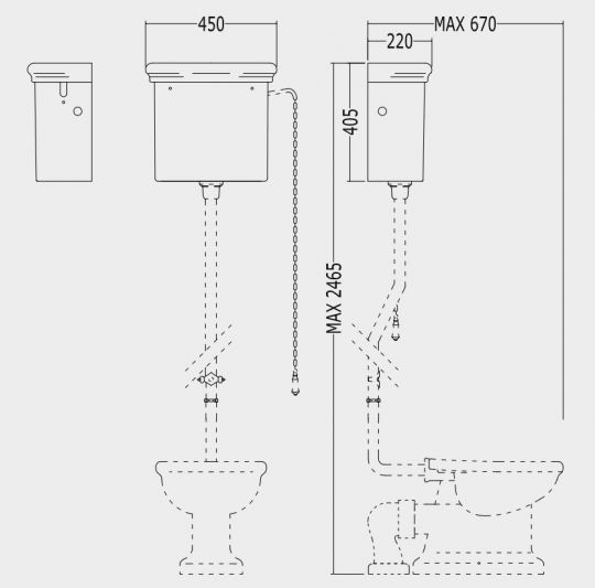 Унитаз с высоким бачком Devon&Devon Etoile схема 2 Унитаз с высоким бачком Devon&Devon Etoile схема 2