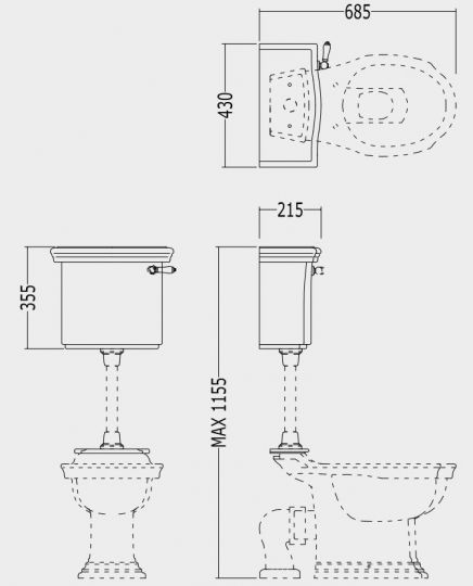 Унитаз с низким бачком Devon&Devon Westminster IBWCWES схема 3 Унитаз с низким бачком Devon&Devon Westminster IBWCWES схема 3
