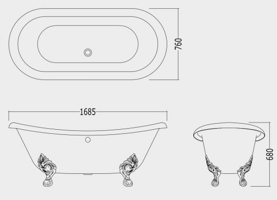 Чугунная ванна Devon&Devon Cherie 168x76 схема 2