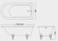 Чугунная ванна Devon&Devon Kensington 154x78 схема 2