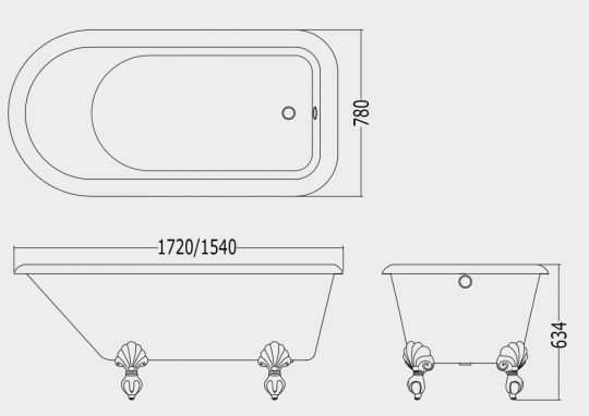 Чугунная ванна Devon&Devon Kensington 154x78 схема 2