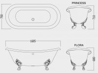 Чугунная ванна Devon&Devon Lame 168,5x76 схема 2