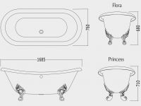 Чугунная ванна Devon&Devon Mida на лапах 168x76 схема 2