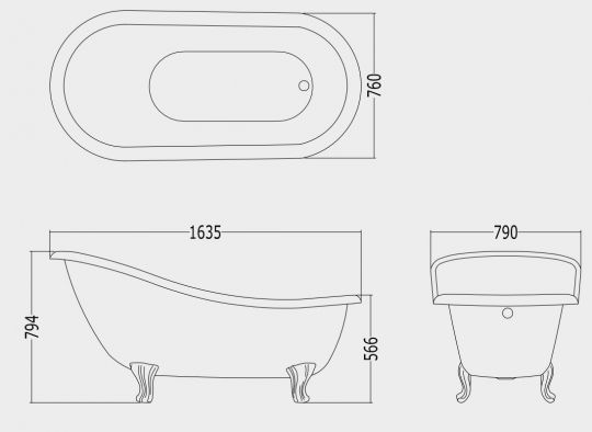 Чугунная ванна Devon&Devon Regina Copper Effect 163,5x79 схема 3