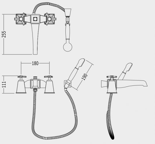 Смеситель для ванны и душа Devon&Devon Time 2TIME233B схема 2