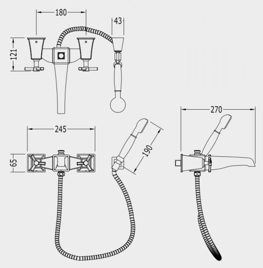 Смеситель для ванны и душа Devon&Devon Time 2TIME234M схема 2 Смеситель для ванны и душа Devon&Devon Time 2TIME234M схема 2