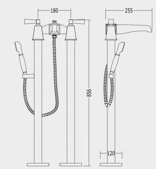Смеситель для ванны и душа Devon&Devon VIP Time 2vptime235bi схема 2
