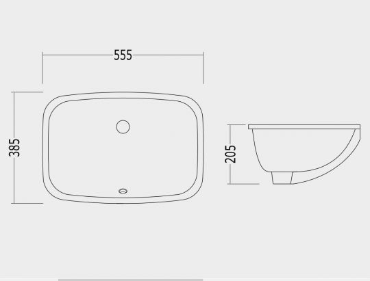 Встраиваемая раковина Devon&Devon Swindon 55,5х38,5 схема 2