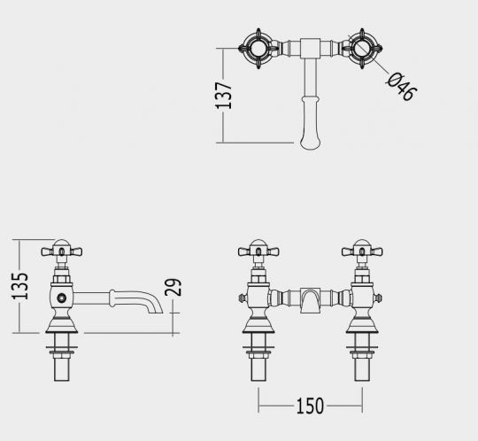 Devon&Devon Antique смеситель для раковины ada12 схема 2