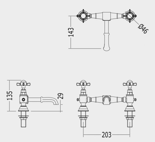 Смеситель для раковины Devon&Devon Antique арт: ada13 схема 2