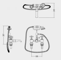 Смеситель для ванны с ручным душем Devon&Devon Antique ada30 схема 2